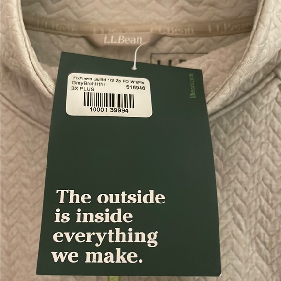 LL Bean Beige Half-Zip Sweater NWT 3x - Picture 2 of 7